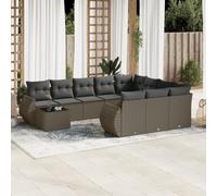 Owoxanthellate 11-TLG. - Set di mobili da giardino, 55 x 53 x 34 cm, in polyrattan, resistente alle intemperie, con vano portaoggetti e tavolo in vetro, design moderno per balcone, terrazza e giardino