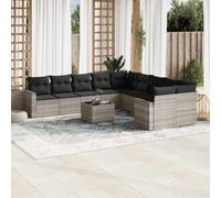 Owoxanthellate 11-TLG. - Set divano da giardino, 62 × 62 × 69 cm, in polyrattan, resistente alle intemperie, modulare per terrazze, balconi e giardini d'inverno