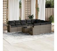 Owoxanthellate 11-TLG. - Set divano da giardino, 62 x 62 x 69 cm, in polyrattan, resistente alle intemperie, design modulare con molle a gas e tavolo in vetro, per terrazze, balconi e verande