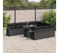 Owoxanthellate 11-TLG. - Set divano da giardino in polyrattan, 100 x 55 x 44/73 cm, resistente alle intemperie, per terrazze, balcone, campeggio e giardino d'inverno
