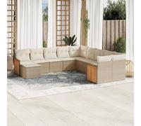 Owoxanthellate 11-TLG. - Set divano da giardino in polyrattan, resistente alle intemperie, modulare a L, portata di 110 kg, per balcone, terrazza e giardino d'inverno