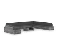 Owoxanthellate 11-TLG. Set sala da giardino in rattan di polietilene, resistente alle intemperie, imbottitura da 8 cm, tavolo da 90 x 50 cm, balcone terrazza giardino d'inverno
