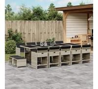 Owoxanthellate 15 pezzi mobili da giardino in rattan, set da pranzo, 275 x 106 cm, pieghevole, resistente agli agenti atmosferici, cuscino antracite, per balcone, terrazza, giardino, divano