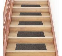 Owoxanthellate 15 tappetini per gradini, colore antracite, autoadesivi, 76 x 20 cm, in tessuto non tessuto agugliato, rettangolare, antiscivolo, design moderno, per cucina, corridoio e ufficio