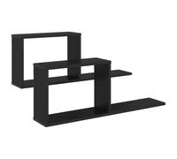 Owoxanthellate 2 scaffali da parete in legno di rovere nero, 80 x 15 x 30 | Le mensole da parete minimaliste per soggiorno, corridoio o camera da letto creano spazio aggiuntivo su qualsiasi parete