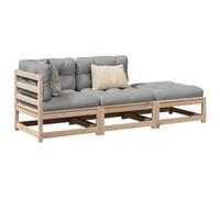 Owoxanthellate 3 pezzi Sala da giardino in legno di pino massiccio, 70 x 70 cm, resistente alle intemperie, con cuscino Oxford grigio modulare, per patio e ambienti esterni