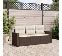 Owoxanthellate 3-TLG. Divano da giardino 65,5 × 62 × 69 cm, marrone rattan PE bianco panna, cuscino modulare balcone/terrazza lounge, resistente alle intemperie