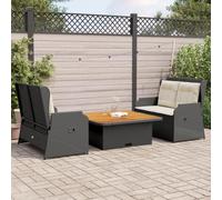 Owoxanthellate 3-TLG - Panchina angolare e tavolo, 110 x 110 cm, in rattan di acacia, resistente ai raggi UV, per terrazze, balconi, piccoli giardini