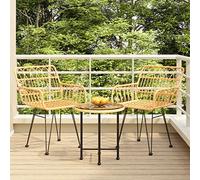 Owoxanthellate 3-TLG - Set da pranzo da giardino in polyrattan, 50 x 55 cm, tavolo e 2 sedie, resistente alle intemperie, per balconi, terrazze, piccoli mobili