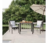 Owoxanthellate 3-TLG - Set da pranzo da giardino, in rattan sintetico, resistente alle intemperie, 90 x 90 cm, in legno di acacia, cuscino modulare, per balcone, terrazza e giardino