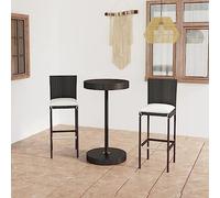 Owoxanthellate 3-TLG - Tavolo da giardino in rattan sintetico, 60,5 cm, con 2 sgabelli da bar e imbottitura, robusto, per esterni, balcone, terrazza, giardino