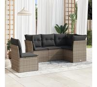 Owoxanthellate 5 pezzi Divano da giardino 62 × 62 × 69 cm, resistente alle intemperie, polyrattan grigio, spessi cuscini design modulare per balcone, terrazza, giardino, giardino d'inverno