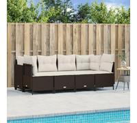 Owoxanthellate 5 pezzi salotto da giardino in rattan PE marrone con cuscino color crema, 204 × 55 × 69,5 cm, resistente alle intemperie, per terrazza, balcone, cortile