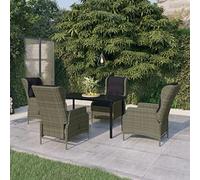 Owoxanthellate 5-TLG. Gruppo da giardino in rattan sintetico, 140 x 70 cm, con funzione sdraio, marrone/nero, balcone, giardino, giardino d'inverno