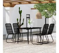 Owoxanthellate 5-TLG. Gruppo da giardino nero acciaio/rattan PE 140 x 70 x 74 cm per balcone terrazza