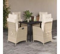 Owoxanthellate 5-TLG - Sala da giardino in rattan sintetico, colore: beige, 80 x 80 x 74 cm, pieghevole, resistente alle intemperie, set di mobili in rattan per balcone, terrazza e giardino d'inverno