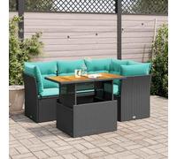 Owoxanthellate 5-TLG - Salone da giardino in polyrattan nero, 100 x 55 cm, altezza regolabile, 55 x 53 x 34 cm, robusto, resistente ai raggi UV, design moderno, per balcone, terrazza, giardino