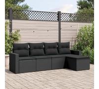 Owoxanthellate 5-TLG - Salone da giardino in rattan sintetico, 65,5 x 62 x 69 cm, imbottito, resistente alle intemperie, salvaspazio, per giardino, terrazza, balcone