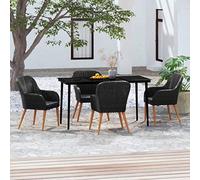 Owoxanthellate 5-TLG - Set da pranzo da giardino in rattan nero, 140 x 70 cm, resistente alle intemperie, 3 cm, per balcone, giardino, terrazza