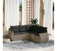 Owoxanthellate 5-TLG. - Set divano da giardino in rattan sintetico, 55 x 53 x 34 cm, modulare, resistente alle intemperie, con vano portaoggetti, balcone/terrazza