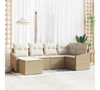 Owoxanthellate 6 pezzi divano da giardino beige crema polyrattan modulare con spazio di archiviazione, set di mobili da giardino 51 kg per terrazze balcone giardino d'inverno
