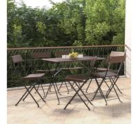 Owoxanthellate 6 sedie pieghevoli da bistrot marrone, 40 × 45 × 79 cm, in rattan e acciaio, resistenti alle intemperie, salvaspazio, giardino, terrazza, balcone