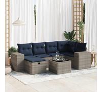 Owoxanthellate 7 pezzi in rattan grigio divano angolare con vano portaoggetti e sgabello, 376 x 285 cm, in polyrattan, resistente alle intemperie, design moderno, robusto, per giardino, terrazza