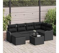 Owoxanthellate 7 pezzi mobili da giardino in rattan modulare nero, 57 kg, robusto telaio in acciaio verniciato a polvere, per terrazza, balcone o giardino