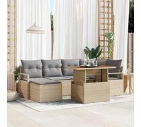 Owoxanthellate 7 pezzi Sala da giardino beige profondità 55 cm modulare in rattan sintetico con grandi cassette per riporre oggetti, robusto e resistente alle intemperie, per terrazze, giardino e
