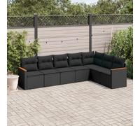Owoxanthellate 7 pezzi salotto da giardino nero polyrattan divano angolare con spazio 62 x 62 x 69 cm modulare resistente alle intemperie per balcone terrazza e piccoli giardini urbani