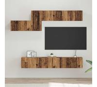 Owoxanthellate 7-TLG - Credenza per TV in legno antico, 60 x 30 x 30 cm, montaggio a parete con cassetti e ripiani