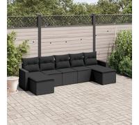 Owoxanthellate 7-TLG - Sala da giardino in polyrattan, 65,5 x 62 x 69 cm, resistente alle intemperie, con cuscino imbottito, modulare e salvaspazio per piccoli balconi, terrazze e verande