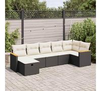 Owoxanthellate 7-TLG. Sala da giardino in rattan nero, 55 x 53 x 34 cm, resistente alle intemperie, polyrattan con vano portaoggetti, rivestimenti rimovibili, divano modulare per terrazza, balcone e