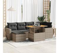 Owoxanthellate 7-TLG. Salone da giardino in rattan sintetico, resistente alle intemperie, 100 x 55 cm, tavolo in legno di acacia modulare per balcone terrazza giardino