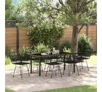 Owoxanthellate 7-TLG - Set da giardino 80 x 80 cm, in acciaio e rattan sintetico, resistente alle intemperie, balcone, terrazza