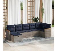 Owoxanthellate 7-TLG. - Set divano da giardino, 55 x 53 x 34 cm, in rattan sintetico, colore: blu marino, per terrazza/balcone