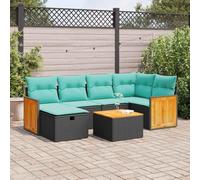 Owoxanthellate 7-TLG. Set divano da giardino in polyrattan nero, 55 x 53 x 34 cm, resistente alle intemperie, resistente ai raggi UV, design moderno per balcone, terrazza e giardino d'inverno