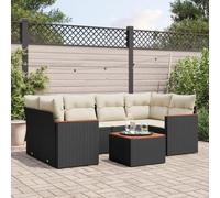 Owoxanthellate 7-TLG. - Set divano da giardino in rattan sintetico, resistente alle intemperie, 62 x 62 x 69 cm, in legno di acacia, lavabile, modulare, balcone, terrazza, giardino d'inverno