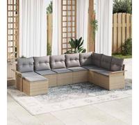 Owoxanthellate 8 pezzi Divano angolare in rattan beige, resistente alle intemperie, modulare, con tavolo/sgabello/cuscino, 62 × 55 × 69 cm, giardino/balcone/terrazza