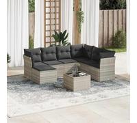 Owoxanthellate 8 pezzi in polyrattan, 234 x 179 x 69 cm, grigio chiaro, modulare, in vetro, resistente alle intemperie, balcone, terrazza, giardino d'inverno