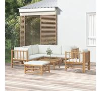 Owoxanthellate 8 pezzi Sala da giardino in bambù, 55 x 65 x 30 cm, bianco crema, moderno e modulare, resistente alle intemperie, per balcone, terrazza e giardino d'inverno