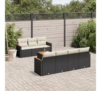 Owoxanthellate 8 pezzi Set divano da giardino nero 55 x 62 x 69 cm in rattan PE resistente alle intemperie con tavolo in legno di acacia design modulare per balcone, terrazza e giardino