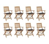 Owoxanthellate 8 sedie da giardino pieghevoli in acacia massiccio, 54 x 57 x 91 cm, con cuscino antracite, resistente alle intemperie, salvaspazio, design moderno per balcone, terrazza, campeggio