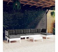 Owoxanthellate 8-TLG - Set da giardino in legno di pino bianco, 63,5 cm, cuscino modulare per terrazze, balconi, piccoli giardini