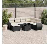 Owoxanthellate 8-TLG - Set di divani, in rattan sintetico, resistente alle intemperie, 55 x 53 x 34 cm, con tavolo in vetro e cuscino bianco crema, design moderno, per balcone, terrazza e giardino