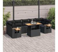 Owoxanthellate 8-TLG. - Set divano da giardino in rattan sintetico, 62 x 62 x 69 cm, modulare, con elementi in legno di acacia, resistente alle intemperie, per terrazze, balconi e lounge da esterno