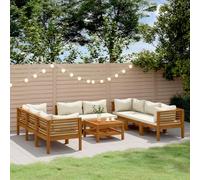 Owoxanthellate 9 pezzi di mobili da giardino in legno massello di acacacia, 65 x 65 cm, resistente alle intemperie, crema, per giardino, balcone, terrazza e piccoli spazi