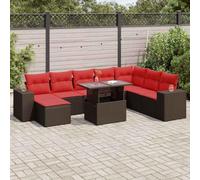 Owoxanthellate 9 pezzi mobili da giardino marrone polyrattan divano angolare con tavolo e spazio 100 x 55 x 44/73 cm resistente alle intemperie e modulare per terrazze, balconi, salone da giardino