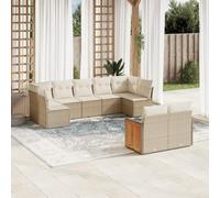 Owoxanthellate 9 pezzi Set divano da giardino Beige 62 x 62 x 69 cm Design moderno in polyrattan resistente alle intemperie con flessibilità modulare per balcone, terrazza e giardino d'inverno