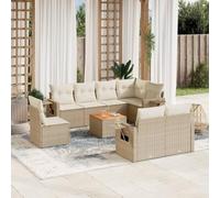Owoxanthellate 9-TLG. - Set divano da giardino in polyrattan, 62 x 62 x 69 cm, design moderno con tavolo in legno di acacia, resistente ai raggi UV, per balcone, terrazza, giardino d'inverno